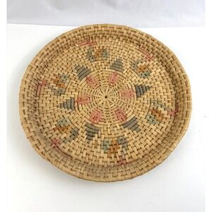 Vtg Southwest Native American Style‎ Basket Tray Papago Tohono Oodham Woven 16"
